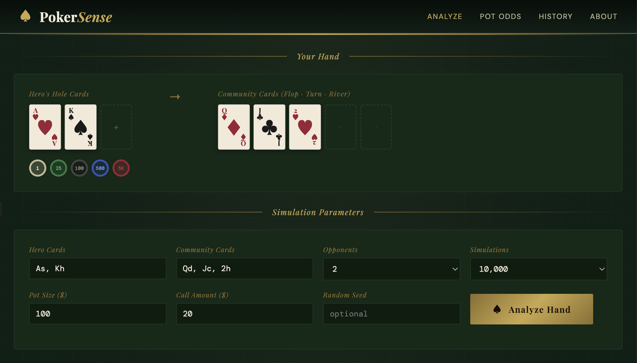 PokerSense project screenshot