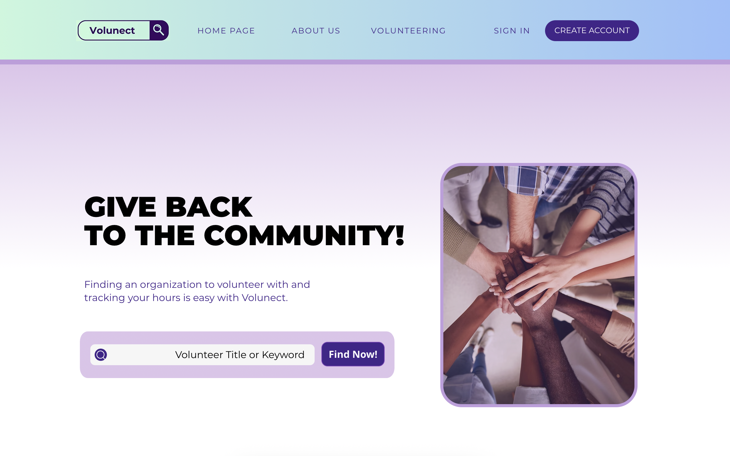 Volunect project screenshot